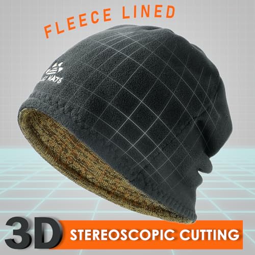 Lvaiz Winter Fleece Lined Beanie Hat for Men Women Reversible Skull Cap - color: Khaki+grey