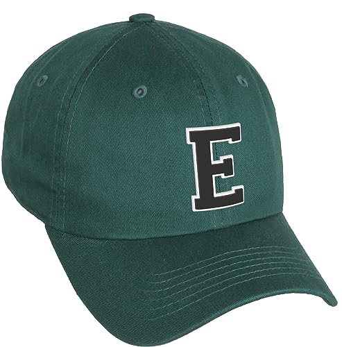 Daxton Classic 3D Varsity White Black Initial A to Z Letters Baseball Cap Dad Hat - color: Hunter Green, style: Letter E
