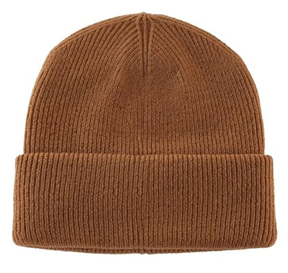 Connectyle Thick Cuffed Beanie for Men & Women Double Layer Knit Winter Hat Acrylic Watch Hat Warm Stocking Skull Cap - color: Camel
