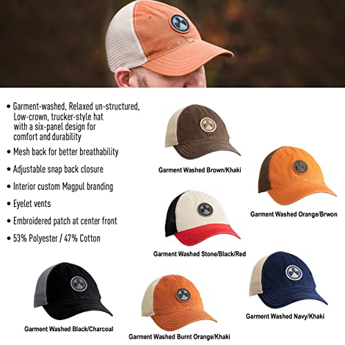 Magpul Trucker Hat Snap Back Baseball Cap, One Size Fits Most - color: Garment Washed Navy/Khaki