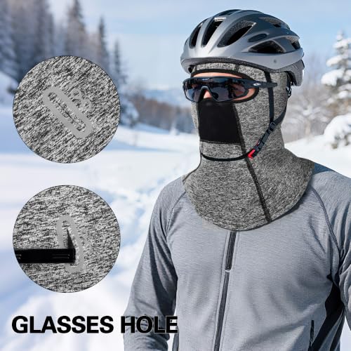 Balaclava Ski Mask for Men Women Velvet-Lined Full Head Cover Neck Gaiter - color: Ylr1-black+beige