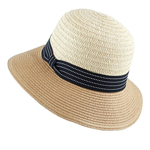 The Hat Depot Womens Floppy Summer Sun Beach Wide Brim Straw Hat - color: Fh4