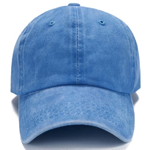 Edoneery Baseball Cap for Men and Women, Low Profile Washed Cotton Dad Hat - color: Light Blue