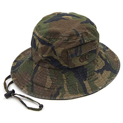 C.C Cotton Bucket Waterproof Reflective Holographic Bucket Hat (BK-773,775,776,777,778,785,925,929,3906,3920,3923,KB-004) - color: Camo Print-olive