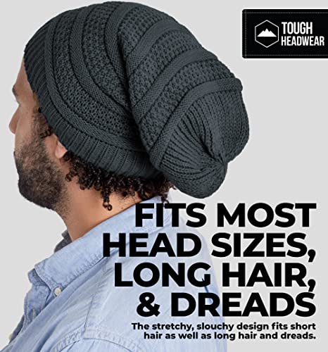 Tough Headwear Slouchy Oversized Beanie Hat - Warm Winter Hats for Women - Stretch Fit Mens Beanie - color: Dark Gray