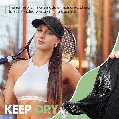 Breathable Mesh Sun Visor Lightweight Sport Hat for Men Women - color: Black