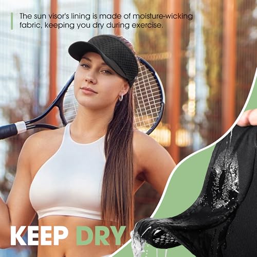 Breathable Mesh Sun Visor Lightweight Sport Hat for Men Women - color: Black