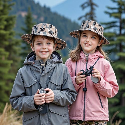 Kids Sun Hats for Boys Girls Bucket Hat UPF 50+ UV Protection Safari Hat Lightweight & Breathable Boonie Hat - color: 1 Pack-gray Digital