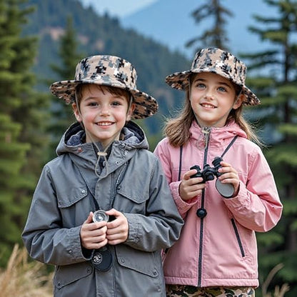 Kids Sun Hats for Boys Girls Bucket Hat UPF 50+ UV Protection Safari Hat Lightweight & Breathable Boonie Hat - color: 1 Pack-gray Digital
