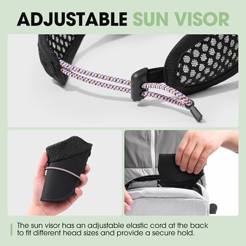 Breathable Mesh Sun Visor Lightweight Sport Hat for Men Women - color: Black