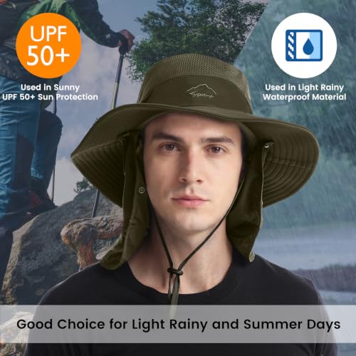 Sun Hats for Men Women UPF 50+ Waterproof Bucket Hat - color: Army Green