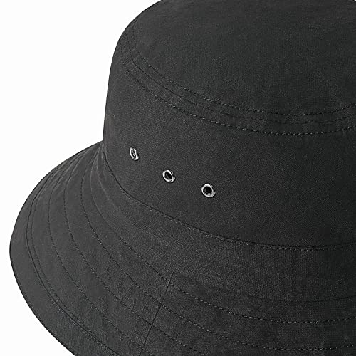 VOBOOM Men Cotton Washed Bucket Hat Packable Boonie Sun Protection Visor Cap - color: Black