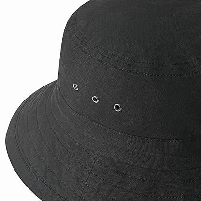 VOBOOM Men Cotton Washed Bucket Hat Packable Boonie Sun Protection Visor Cap - color: Black