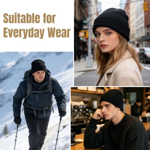NPQQUAN 2 Packs Beanie for Men Women Winter Hats for Mens Beanie Skull Cap - color: Black+grey