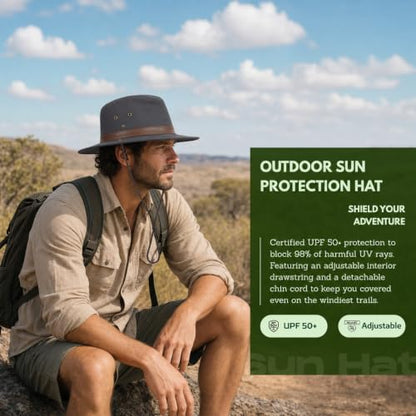 TOP-EX Aussie Safari Sun Hat for Men & Women, UPF 50+ Wide Brim, M-XXL Fit - color: Charcoal Gray, size: Large