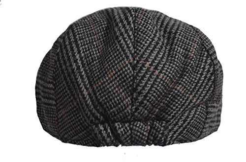 Wonderful Fashion Men's Herringbone Wool Tweed Newsboy IVY Cabbie Driving Hat - color: Dark Grey