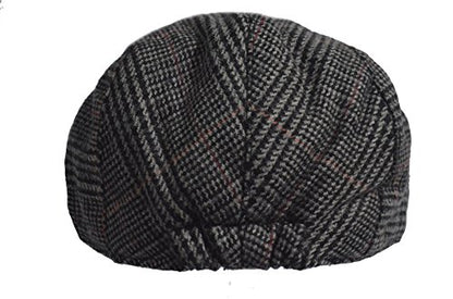 Wonderful Fashion Men's Herringbone Wool Tweed Newsboy IVY Cabbie Driving Hat - color: Dark Grey