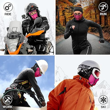 GearTOP Balaclava Ski Mask for Men and Women, Winter Motorcycle Face Mask - color: Black White Pink
