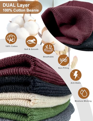 vidsel 100% Cotton Beanie Hat for Men Women, Soft Cuffless Knit Skull Cap - color: 1pc-burgundy