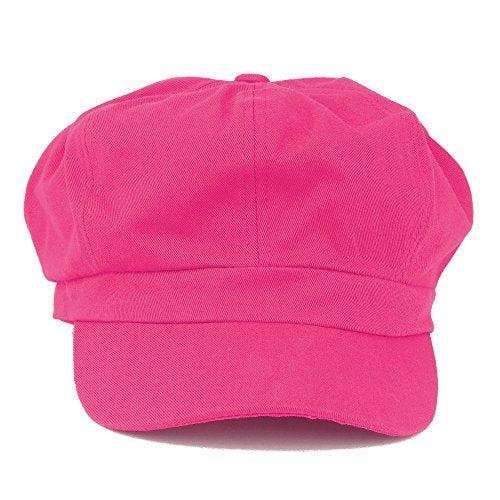Women's Lightweight 100% Cotton Soft Fit Newsboy Cap with Elastic Back - color: Fuchsia