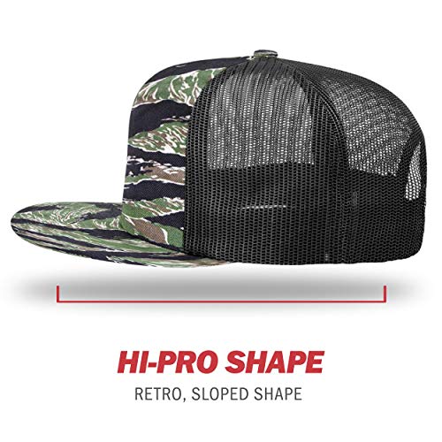 Richardson Unisex 511 Flatbill Trucker Adjustable Snapback Baseball Cap - color: Tiger Camo/Black