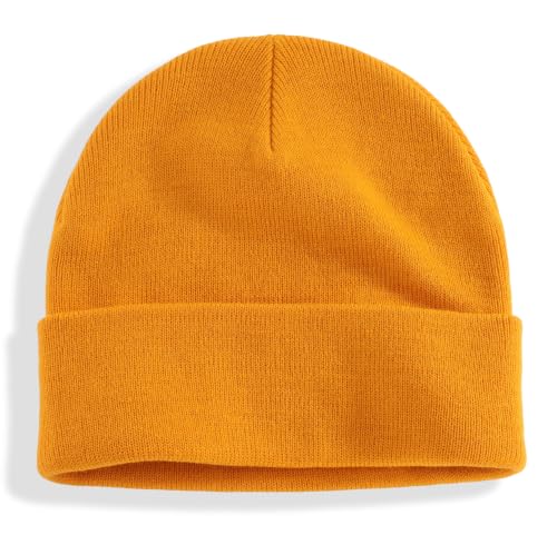Connectyle Men's Cuffed Beanie Hat Double Layer Knit Winter Watch Cap - color: Gold Yellow