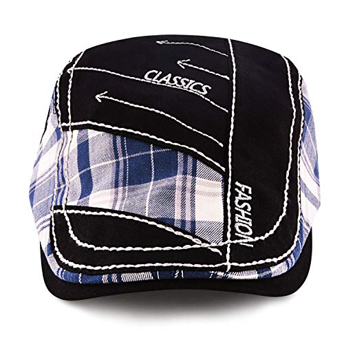 M MOACC Men Beret Hat Cotton Adjustable Newsboy Hats Cabbie Gatsby Cap Driving Flat Caps - color: Hat-t3-black
