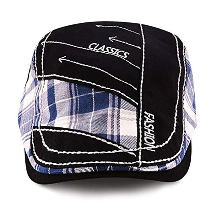 M MOACC Men Beret Hat Cotton Adjustable Newsboy Hats Cabbie Gatsby Cap Driving Flat Caps - color: Hat-t3-black
