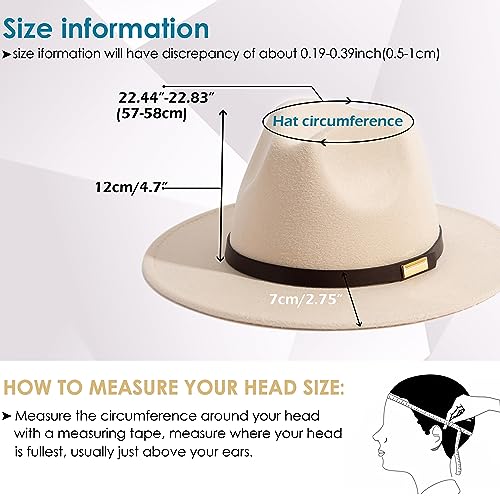 Fedora Hats for Men Wide Brim Panama Hat with Classic Belt - color: B-belt Beige