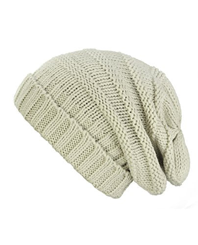 NYFASHION101 Slouch Wrinkled Beanie Cap Slouchy Skull Hat - color: Beige