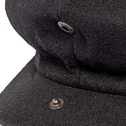 Men Wool Blend 8 Panel Newsboy Cap - color: Black, size: 7 5/8
