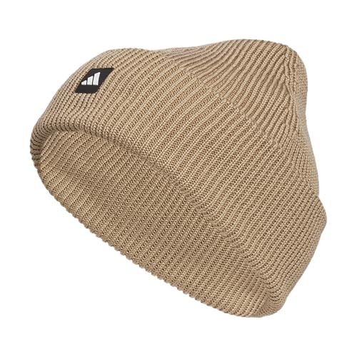 adidas Men's Premium Cuff Fold Beanie - color: Warm Sandstone Beige/Black/White