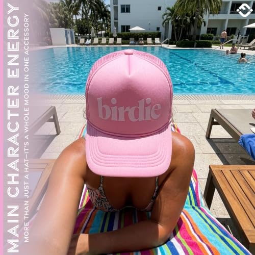 Funky Junque Premium Mesh Snapback Trucker Hat - Stylish Comfort for All - Patriotic, Humor & More - color: Birdie - Light Pink