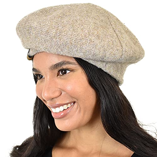 C.C Soft Acrylic Knit French Style Warm Beret Hat - color: Taupe