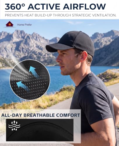 Home Prefer Reflective Water Repellent Quick Dry Airy UPF50+ Sun Hat for Men Women Outdoor Sports Baseball Caps Unisex - color: Black