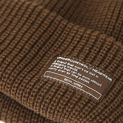 UNDERCONTROL Winter Trawler Fisherman Beanie Men Women Unisex Stylish Plain Docker Skull Hat Roll up Watch Cap Color Pack - color: Brown