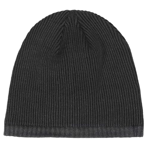 ZLYC Men Fashion Knit Fisherman Beanie Hat Winter Warm Thick Skull Cap - color: Plain Black