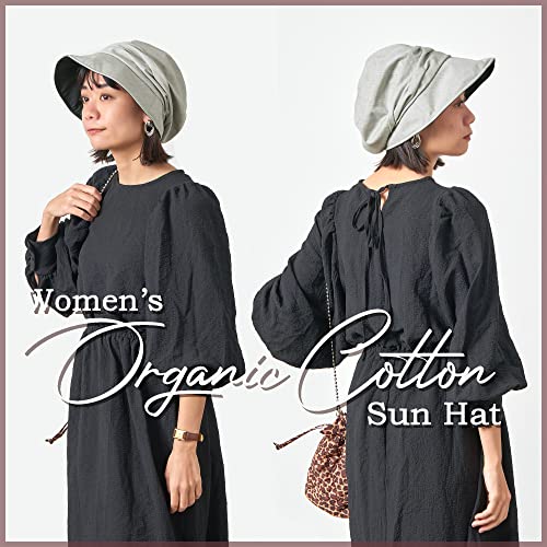 CHARM Womens Summer Sun Hat - Organic Cotton Chemo Wide Brim Cap SPF Protection - color: Gray