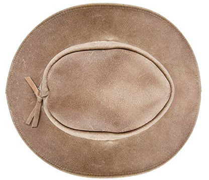 Australian Western Style Cowboy Outback Real Suede Aussie Bush Hat - color: Camel, size: Medium