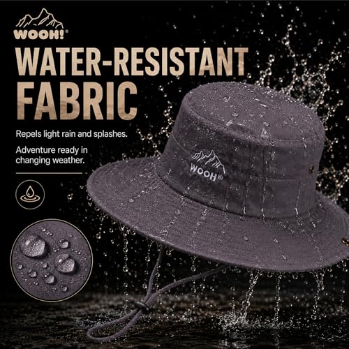 WOOH Sun Hats for Women,UPF80+ Wide Brim Foldable Bucket Hat with Adjustable Chin Strap,Summer Hat for Beach Hiking Gardening - color: Grey