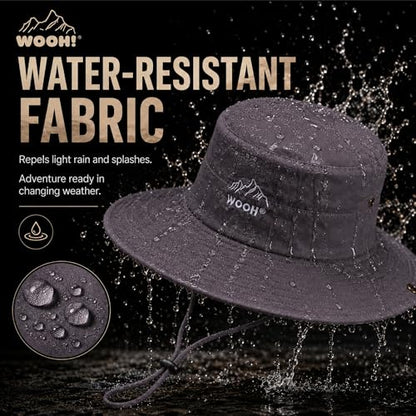 WOOH Sun Hats for Women,UPF80+ Wide Brim Foldable Bucket Hat with Adjustable Chin Strap,Summer Hat for Beach Hiking Gardening - color: Grey