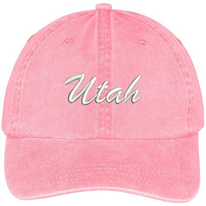 Trendy Apparel Shop Utah State Embroidered Low Profile Adjustable Cotton Cap - color: Pink