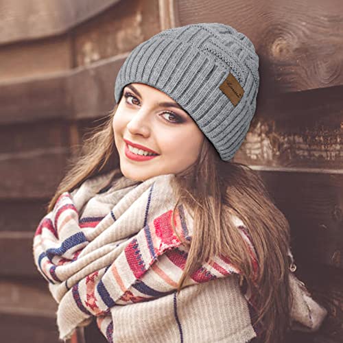 Loritta 3-Pieces Winter Hats for Women Warm Scarf Touchscreen Gloves - color: Grey