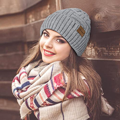Loritta 3-Pieces Winter Hats for Women Warm Scarf Touchscreen Gloves - color: Grey