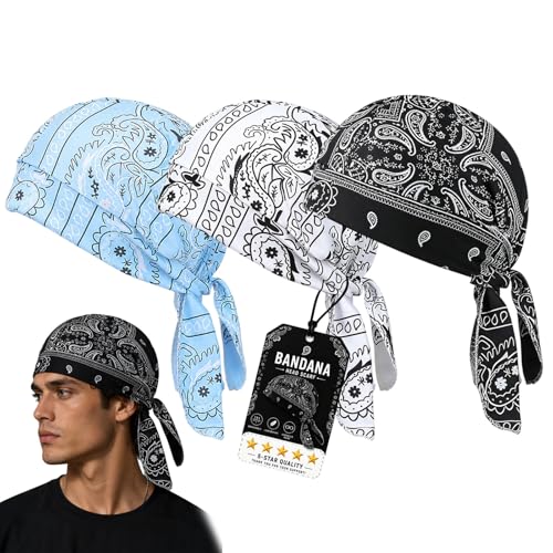 Cooling Skull Cap Helmet Liner, Breathable Elastic Bandana Cooling Headscarf Cap for Men Women - color: 3pcs-b