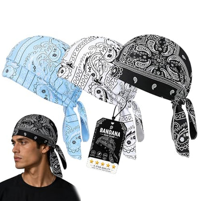 Cooling Skull Cap Helmet Liner, Breathable Elastic Bandana Cooling Headscarf Cap for Men Women - color: 3pcs-b