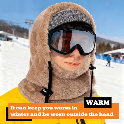 Ski Mask Fleece Balaclava, Winter Face Mask Windproof Neck Cover Warmer Hat Hood for Men Women - color: Light Pink