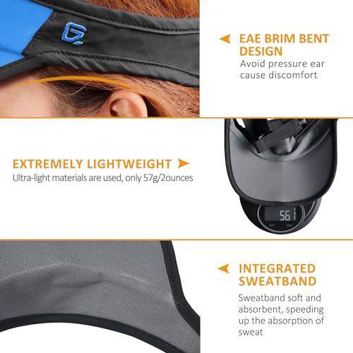 GADIEMKENSD Foldable Sun Visor Hat UPF 50+ Lightweight Adjustable - color: Blue Dark Gray