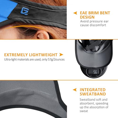 GADIEMKENSD Foldable Sun Visor Hat UPF 50+ Lightweight Adjustable - color: Blue Dark Gray