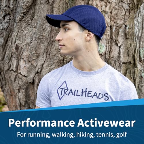 TrailHeads Men's Race Day Running Hat, Quick Dry, Moisture Wicking - color: Navy